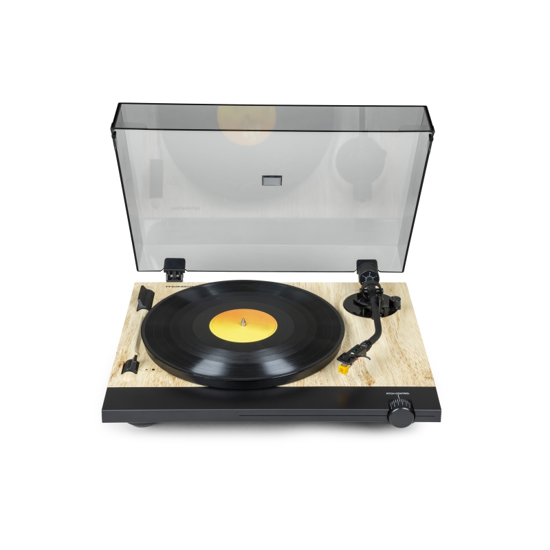 Platine vinyle pré-amplifiée Thomson TT702 Premium - Connexion RCA - Couleur Bois/Aluminium