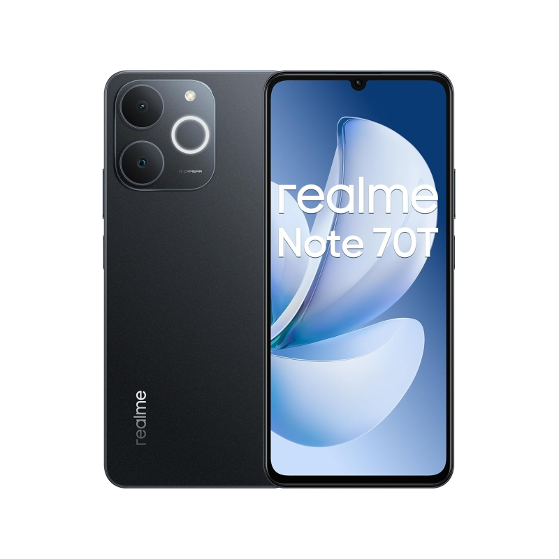 Smartphone Realme Note 70T, écran AMOLED 6,75 pouces (90 Hz), 4 Go (128 Go), batterie 6 000 mAh, noir
