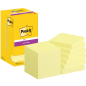 Post-It Super Sticky Pack de 12 blocs de 90 notes autocollantes repositionnables - 76 x 76 mm - Emballage carton - Jaune clair