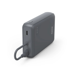 Batterie externe de voyage Hama 10 000 mAh - Lithium-polymère - USB-C - Câble intégré - Charge rapide - 2 ports de sortie