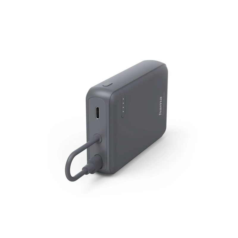 Batterie externe de voyage Hama 10 000 mAh - Lithium-polymère - USB-C - Câble intégré - Charge rapide - 2 ports de sortie