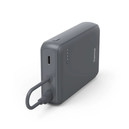 Batterie externe de voyage Hama 10 000 mAh - Lithium-polymère - USB-C - Câble intégré - Charge rapide - 2 ports de sortie