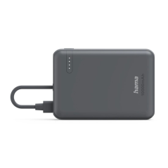 Batterie externe de voyage Hama 10 000 mAh - Lithium-polymère - USB-C - Câble intégré - Charge rapide - 2 ports de sortie