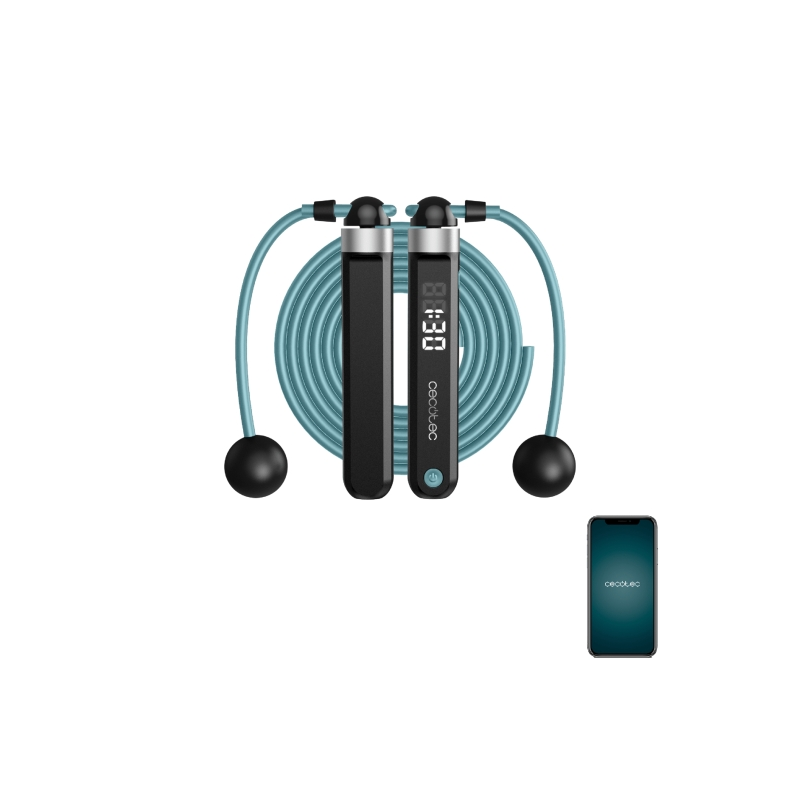 Corde à sauter connectée Cecotec Drumfit SmartComba 3000 - Corde de 3 m - Écran LED - 2 cordes de 30 cm pour les petits espaces