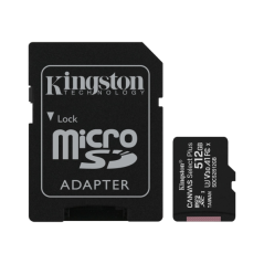 Carte microSDXC Kingston 512 Go Classe 10 100 Mo/s Canvas Select Plus + adaptateur SD