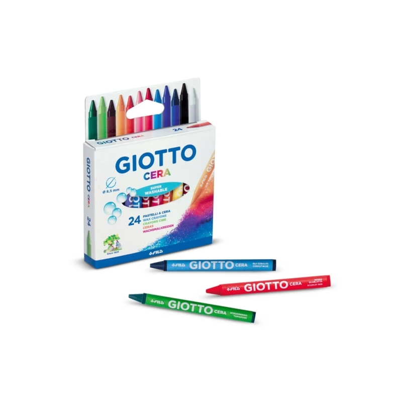 Lot de 12 crayons de cire Giotto - Extra forts - Faciles à tailler - Sans bavures
