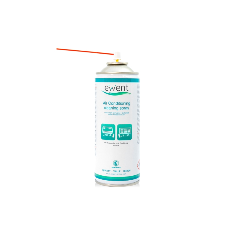 Spray nettoyant pour climatiseur Ewent - Aérosol mousse active - Neutralise les odeurs - Transparent
