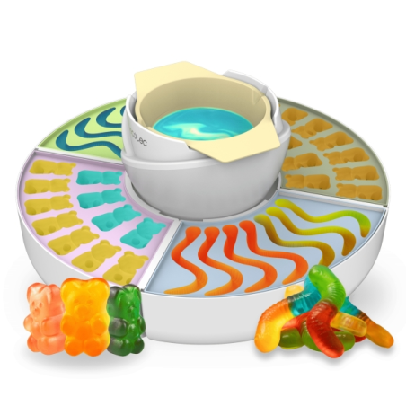Machine à bonbons gélifiés Cecotec Fun and Sugar - Puissance 40 W - Fondue au chocolat - Comprend 4 moules en silicone