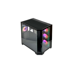 Boîtier ATX L-Link Nova - Verre trempé continu - 4 ventilateurs RGB - USB 3.0 - Noir