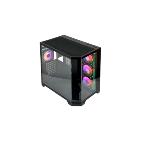 Boîtier ATX L-Link Nova - Verre trempé continu - 4 ventilateurs RGB - USB 3.0 - Noir