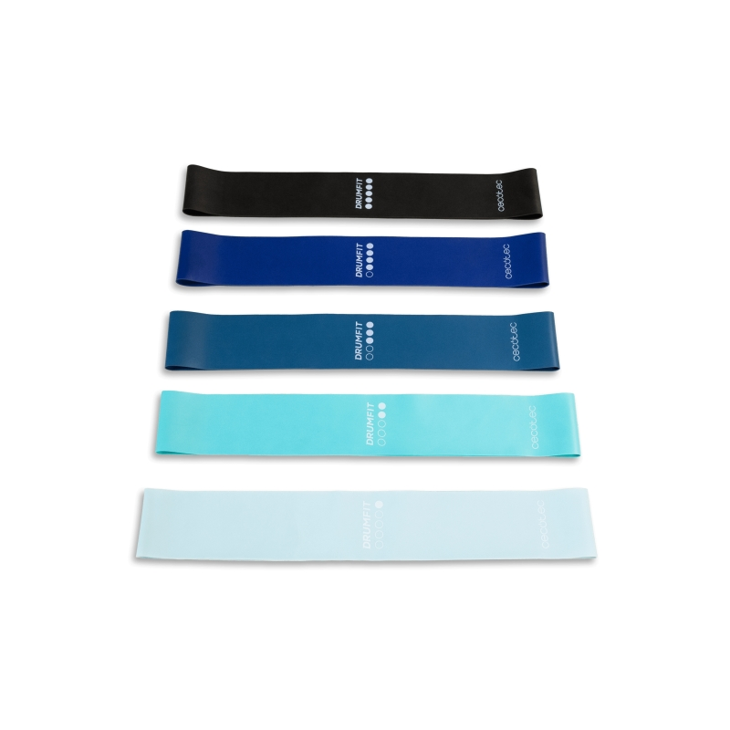 Cecotec DrumFit - Ensemble de 5 bandes élastiques de résistance de 5 à 18 kg - Couleurs assorties