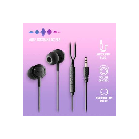 Écouteurs intra-auriculaires NGS CROSS DRIFT avec microphone - Jack 3,5 mm - Bouton multifonction - Couleur noire