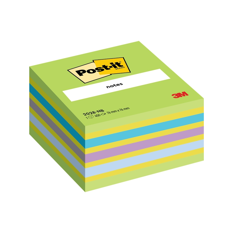 Cube Post-It de 450 notes autocollantes repositionnables - Forme carrée - 76 x 76 mm - Couleurs assorties