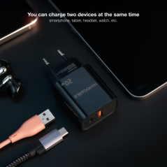 ✅ Chargeur Mural Nanocable USB-C/PD + USB-A/QC 20W - Noir couleur Noir en stock