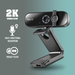 Webcam NGS XpressCam 2000 FullHD 2K USB 2.0 - Microphone multidirectionnel - Filtre de confidentialité - Champ de vision large