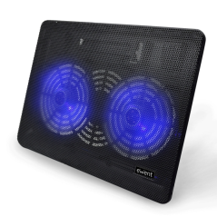 Support de refroidissement pour ordinateur portable Ewent EW1256 jusqu'à 17 pouces - 2 ventilateurs - Hauteur réglable - Noir