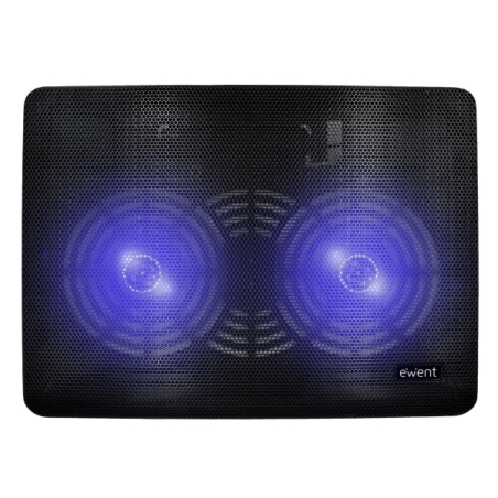 Support de refroidissement pour ordinateur portable Ewent EW1256 jusqu'à 17 pouces - 2 ventilateurs - Hauteur réglable - Noir