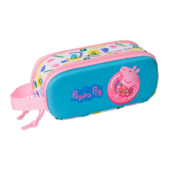 Trousse à crayons 3D Safta Peppa Pig 1L - 2 compartiments - Fermeture éclair - Poignée - 21 x 8 x 6 cm - Blanc et bleu