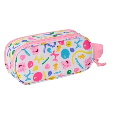 Trousse à crayons 3D Safta Peppa Pig 1L - 2 compartiments - Fermeture éclair - Poignée - 21 x 8 x 6 cm - Blanc et bleu