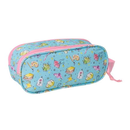 Trousse à crayons 3D Disney Princesses Safta 1 L - 2 compartiments - Fermeture éclair - Poignée - 21 x 8 x 6 cm - Bleu clair