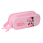 Trousse 3D Minnie Mouse Safta 1L - 2 compartiments - Fermeture éclair - Poignée - 21 x 8 x 6 cm - Rose pastel