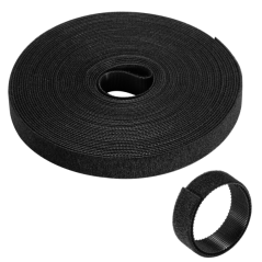 Bande de rangement pour câbles en nylon Ewent Hoop and Loop - Fermeture Velcro - 10 m - 15 mm - Noir