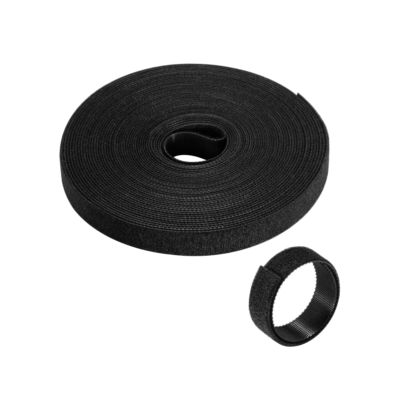 Bande de rangement pour câbles en nylon Ewent Hoop and Loop - Fermeture Velcro - 10 m - 15 mm - Noir