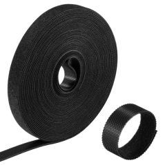 Bande de rangement pour câbles en nylon Ewent Hoop and Loop - Fermeture Velcro - 10 m - 15 mm - Noir