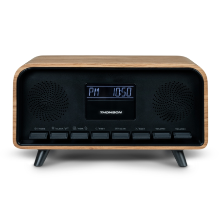 Enceinte Bluetooth rétro Thomson RT850BT - Radio-réveil - Puissance musicale 30 W - Couleur bois/noir