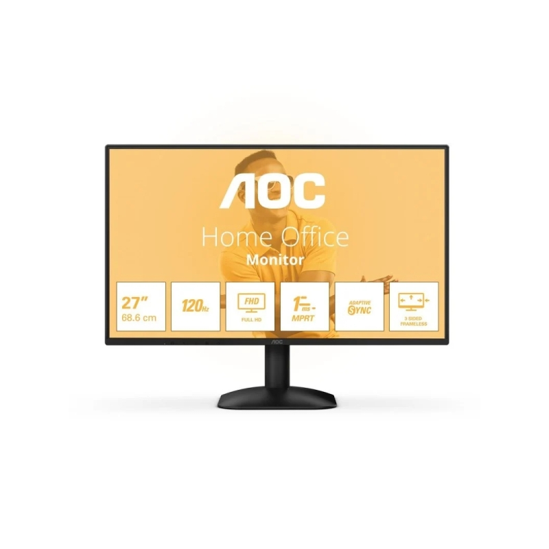 Moniteur AOC 27B31H 27" LED IPS Full HD 120 Hz - Temps de réponse 1 ms - HDMI, VGA - Compatible VESA 100 x 100 mm - Noir
