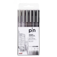 ✅ Uni-ball PIN-200(S) Lot de 6 marqueurs calibrés - Pointe polyacétal - Encre pigmentée résistante à l'eau en stock