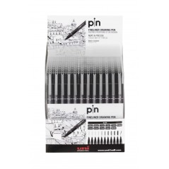 Uni-ball PIN-200(S) Pack de 12 Marqueurs Calibrés - Pointe Polyacétal - Encre Pigmentée Résistante à l'Eau et à la Lumière