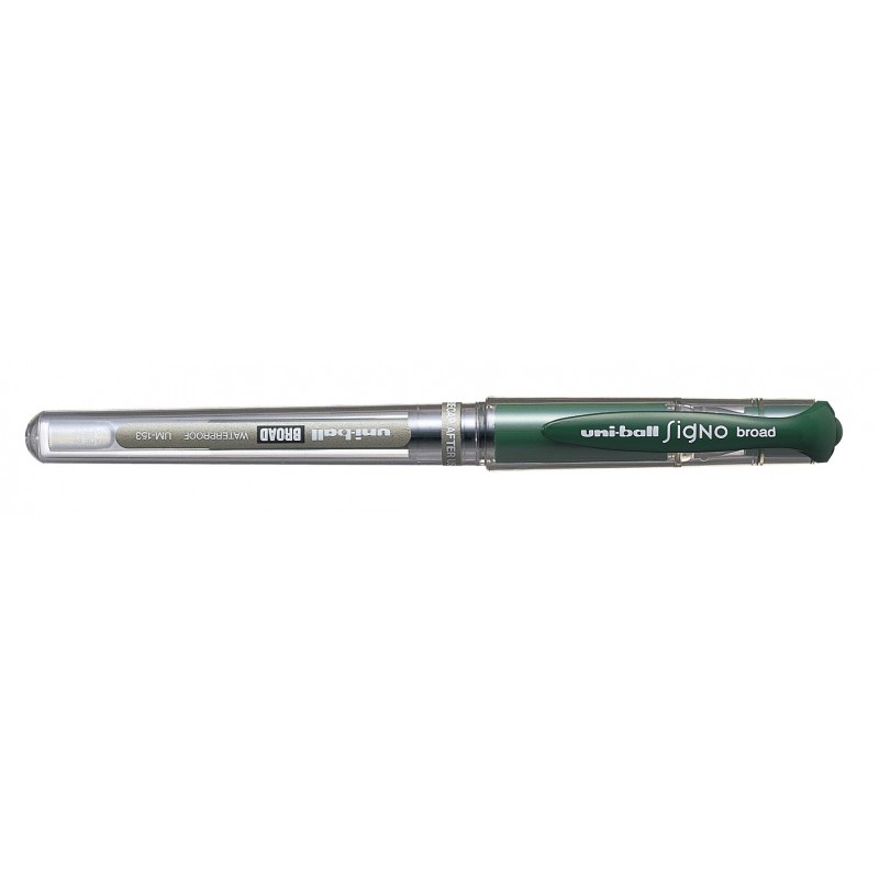 Stylo gel Uni-ball Signo Broad UM-153 vert 1 mm - Lot de 12
