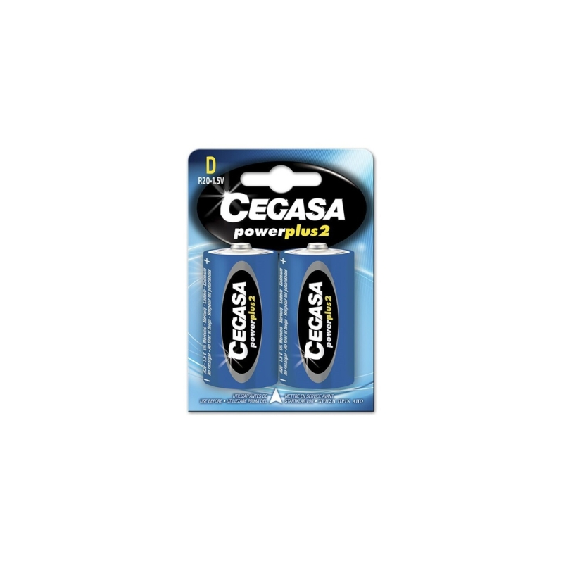 Pack de 2 piles R20 D Cegasa Power Plus 2 - Piles salines pour appareils basse consommation