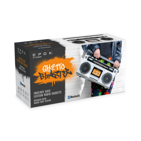 Radio cassette portable rétro Bigben Blaster - Radio FM - Puissance musicale 15 W - Bluetooth - Alimentation et piles