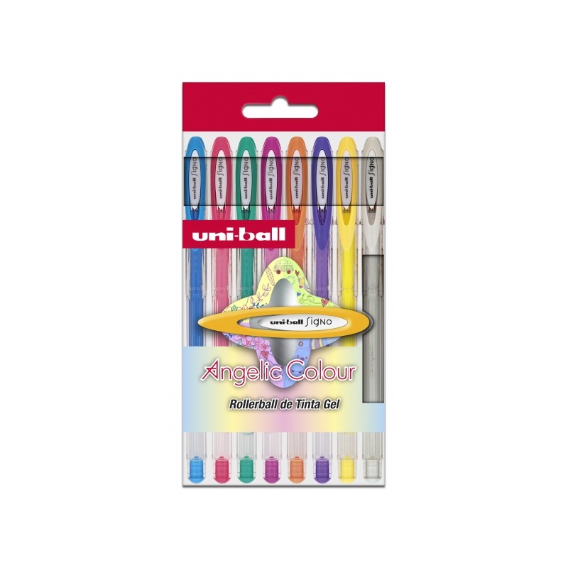 Ensemble de 8 stylos gel Uni-ball Signo Angelic - 0,7 mm, résistants à l'eau