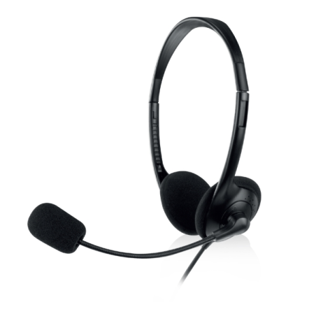 Casque stéréo USB Ewent - Microphone intégré - Câble de 2,1 m - Noir