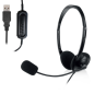 Casque stéréo USB Ewent - Microphone intégré - Câble de 2,1 m - Noir