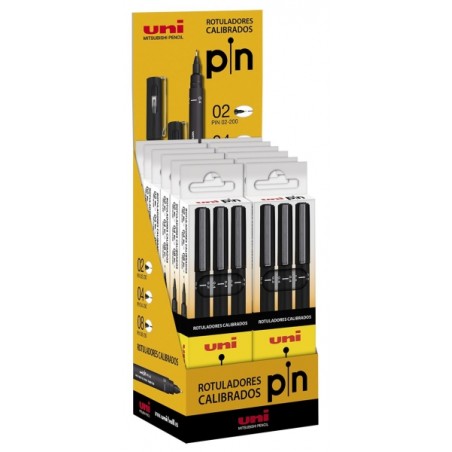 ✅ LOT de 12 Uni-ball PIN0X-200/12 Présentoir de 12 étuis de marqueurs calibrés - Pointe polyacétal - Encre p en stock