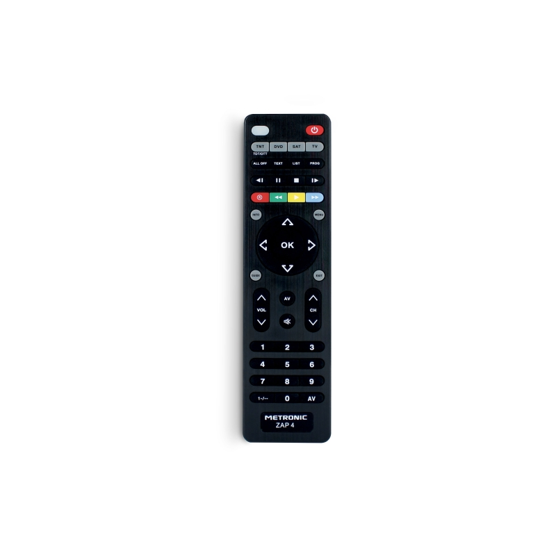 Télécommande universelle Metronic ZAP 4 EVO 5 pour TV + TNT + SAT + DVD - Noir