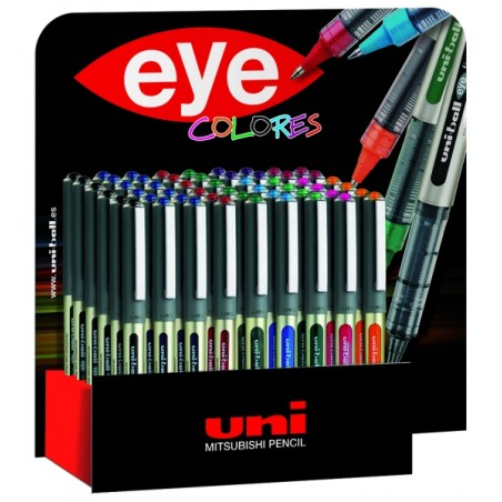 ✅ LOT de 54 Uni-ball UB-157 Eye Fine Display de 54 stylos à encre liquide - Pointe sphérique de 0,7 mm - Encre en stock