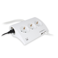 Multiprise Ewent - 5 prises - Version Schuko - 16 A - 2 ports USB - Câble 1,5 m - Blanc