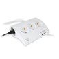 Multiprise Ewent - 5 prises - Version Schuko - 16 A - 2 ports USB - Câble 1,5 m - Blanc