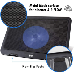 Support pour ordinateur portable Ewent - 1 ventilateur silencieux jusqu'à 15,6" - Noir