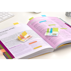 Distributeur d'index Post-It avec 40 marqueurs repositionnables - Forme rectangulaire - Couleurs assorties