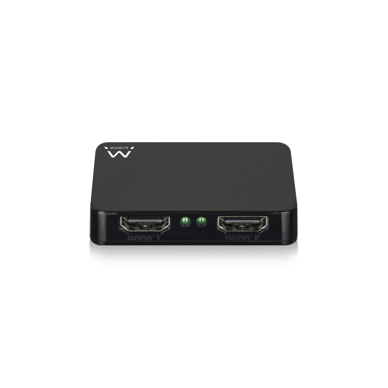 Duplicateur HDMI Ewent 1x2 - Résolution 4K à 30 Hz - Câble d'alimentation de 80 cm inclus - Indicateur LED - Noir
