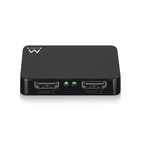 Duplicateur HDMI Ewent 1x2 - Résolution 4K à 30 Hz - Câble d'alimentation de 80 cm inclus - Indicateur LED - Noir