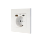 Rosace pour prise murale encastrée Nanocable - Type Schuko - 1 port USB-A QC 3.0, 1 port USB-C PD - 3,4 A - Blanc