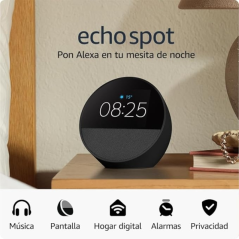 Enceinte connectée et réveil Amazon Echo Spot - Son puissant et intense - Alexa - Gris