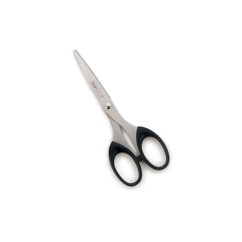 Ciseaux Rapesco Essential en acier inoxydable 16 cm - Poignées ergonomiques - Convient aux droitiers et aux gauchers - Noir